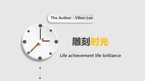 Modello PPT di tempo di orologio tridimensionale micro creativo grigio