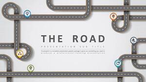 Brown creative highway theme design PPT template