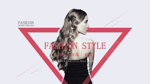 Gray red female fashion trend PPT template