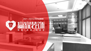 Template PPT pengenalan desain interior dan dekorasi perusahaan merah