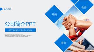 Mavi atmosfer pratik şirket profili PPT şablonu