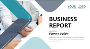 Green rounded European and American business report PPT template