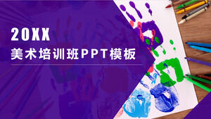 Plantilla PPT de inscripción de vacaciones de clase de entrenamiento de arte púrpura