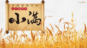 Template PPT skema perencanaan acara Xiaoman dengan latar belakang ladang gandum emas