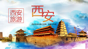 Xi'an turizm PPT şablonuna Çin tarzı giriş