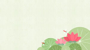Cartoon paper-cut wind lotus PPT background picture