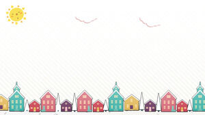 Cartoon sun small house PPT background picture