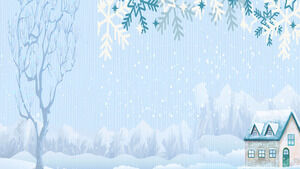 Two cartoon winter forest small house PPT background picture