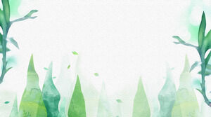 2つの抽象的な緑の水彩植物PPTの背景画像