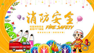 Cartoon kindergarten primary school fire safety fire education PPT template