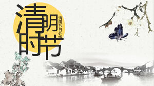 Chiński styl Qingming Festival szablon PPT