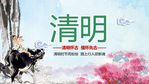 Șablon PPT pentru festivalul Qingming din satul Xinghua