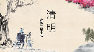 Çin tarzı Qingming Festivali teması PPT şablonu 2