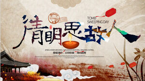 Qingming myślący starcy szablon Qingming Festival PPT 2