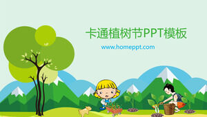 Plantilla PPT de introducción al Día del Árbol de dibujos animados verdes