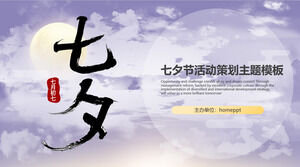 Mor romantik Qixi Festivali etkinlik planlama teması ppt şablonu