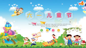 Fantasy dynamic Children's Day festival celebration PPT template