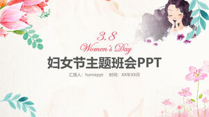 Women's Day theme class meeting event planning PPT template