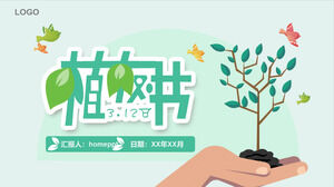 Plantilla PPT del tema del Día del Árbol de estilo de protección ambiental de dibujos animados verdes
