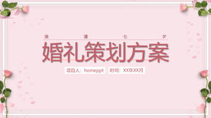 Różowy romantyczny szablon planowania ślubu Tanabata PPT