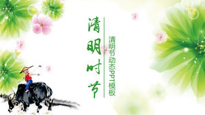 Plantilla PPT dinámica fresca y simple del Festival de Qingming