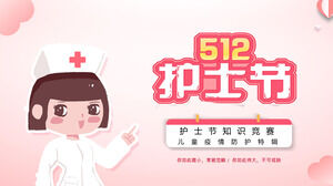 Plantilla PPT de competencia de prueba del día de la enfermera de dibujos animados rosa