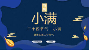 Niebieski elegancki szablon PPT wprowadzający termin słoneczny Xiaoman