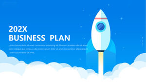 Simple and fresh small rocket business style PPT template 2