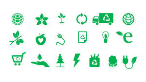 100+ ícones de ppt de tema de proteção ambiental de vetor verde