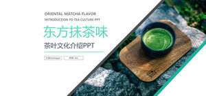 Plantilla PPT de introducción de té matcha oriental verde de vida de viaje de té de autocultivo