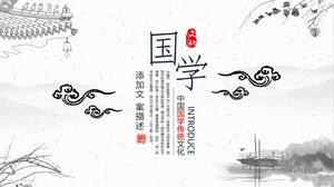 Șablon PPT cu tema de învățare chineză în stil elegant de cerneală și spălare