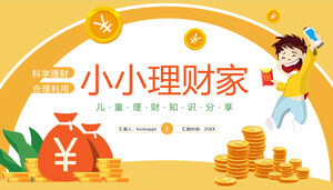 Kartun kuning udara manajer uang kecil berbagi pengetahuan keuangan template PPT