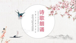 Modelo de PPT de recitação de poesia de estilo chinês elegante