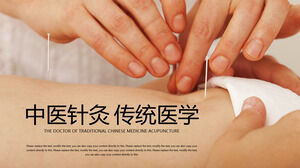 Çin geleneksel tıbbı akupunktur PPT şablonu slayt gösterisi malzemesi