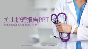 Șablon PPT de plan de lucru pentru raport de îngrijire medicală minimalist violet