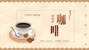 Coffee theme work summary year-end report PPT template