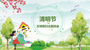 Qingming Festival Civilization Sacrifice Zamiatanie tematyczne Spotkanie klasowe Szablon PPT