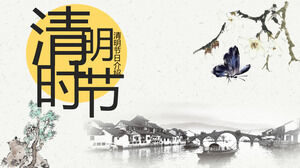 Modello PPT del festival di Qingming in stile cinese