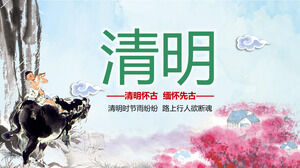 Șablon PPT pentru festivalul Qingming din satul Xinghua