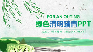 Modello PPT dell'organizzazione delle attività di uscita di Qingming verde
