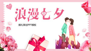 Różowy mały świeży romantyczny szablon Tanabata planowania ślubu PPT