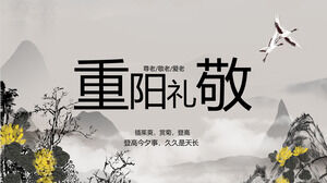 Șablon PPT cu tema în stil chinezesc Festivalul dublu al nouălea Respect pentru bătrânii
