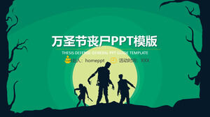 Template PPT perencanaan pesta tema zombie Halloween horor hijau