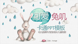 Plantilla PPT de enseñanza de educación de animales pequeños de conejo de dibujos animados