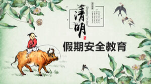 Modello PPT per l'educazione alla sicurezza durante le vacanze del Festival di Qingming