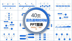 Niebieska kolekcja wykresów PPT na uniwersalnej osi czasu
