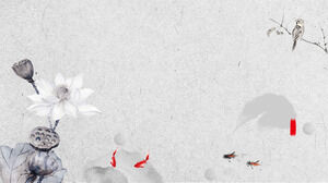 Sei immagini di sfondo PPT del baccello di loto di loto classico dell'inchiostro