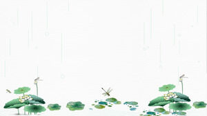 다섯 녹색 간단하고 신선한 연꽃 잎 연꽃 PPT 배경 사진