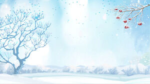 Image de fond PPT de scène de neige d'hiver de vent d'illustration bleue