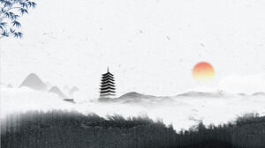 Серые элегантные чернила в китайском стиле PPT фоновое изображение